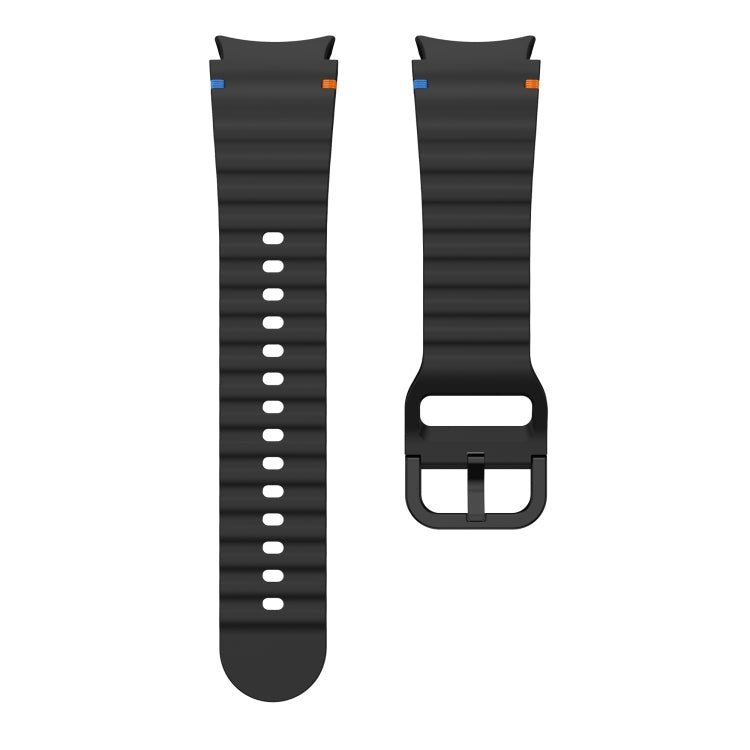For Samsung Galaxy Watch 4 Classic 42 / 46mm Wave Pattern Stitched Silicone Watch Band(Black) - free shipping - PMC TechLife - Order now!