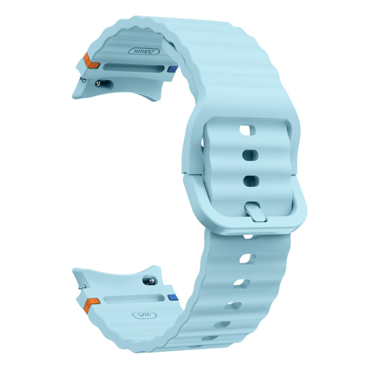 For Samsung Galaxy Watch 4 Classic 42 / 46mm Wave Pattern Stitched Silicone Watch Band(Light Blue) - free shipping - PMC TechLife - Order now!
