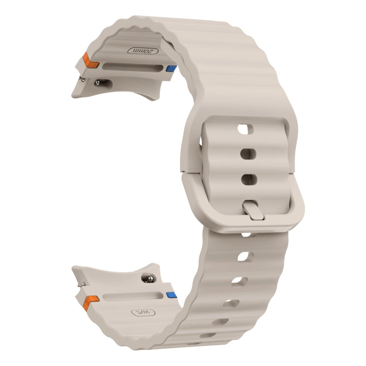 For Samsung Galaxy Watch 4 Classic 42 / 46mm Wave Pattern Stitched Silicone Watch Band(Starlight) - free shipping - PMC TechLife - Order now!