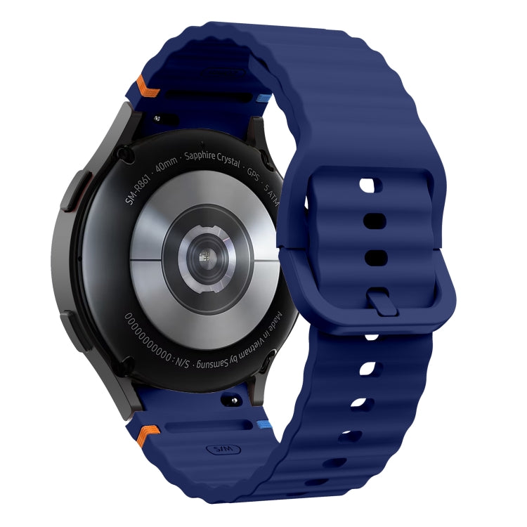 For Samsung Galaxy Watch 4 Classic 42 / 46mm Wave Pattern Stitched Silicone Watch Band(Dark Blue) - free shipping - PMC TechLife - Order now!