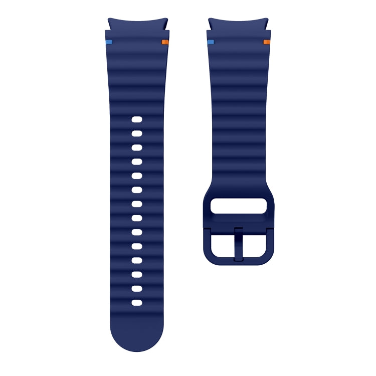 For Samsung Galaxy Watch 4 Classic 42 / 46mm Wave Pattern Stitched Silicone Watch Band(Dark Blue) - free shipping - PMC TechLife - Order now!