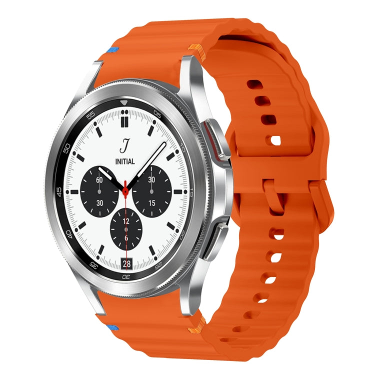 For Samsung Galaxy Watch 4 Classic 42 / 46mm Wave Pattern Stitched Silicone Watch Band(Orange) - free shipping - PMC TechLife - Order now!