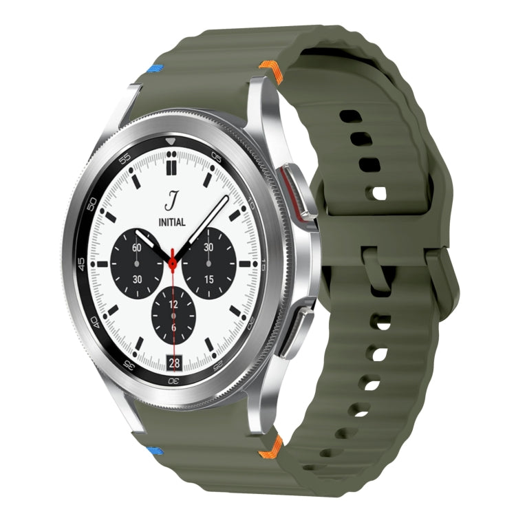 For Samsung Galaxy Watch 4 Classic 42 / 46mm Wave Pattern Stitched Silicone Watch Band(Army Green) - free shipping - PMC TechLife - Order now!