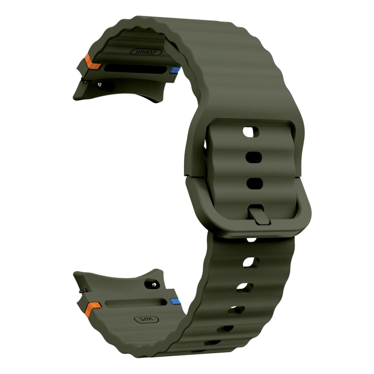 For Samsung Galaxy Watch 4 Classic 42 / 46mm Wave Pattern Stitched Silicone Watch Band(Army Green) - free shipping - PMC TechLife - Order now!