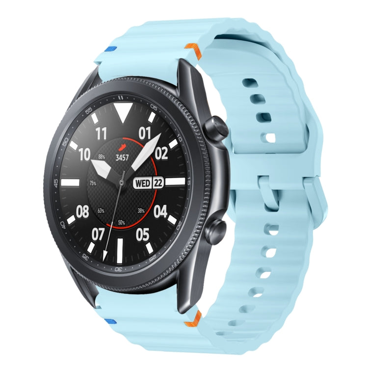 For Samsung Galaxy Watch3 41mm Wave Pattern Stitched Silicone Watch Band(Light Blue) - free shipping - PMC TechLife - Order now!