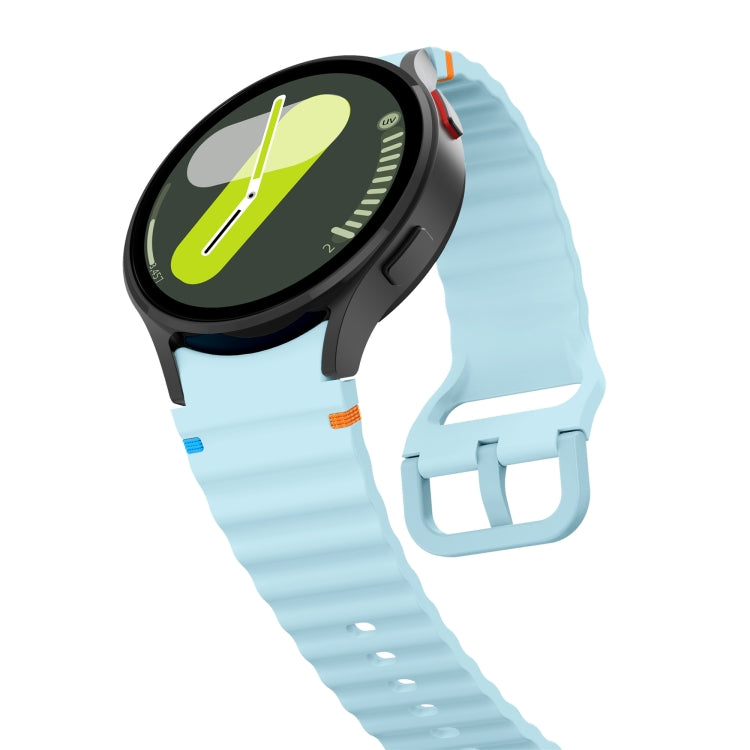 For Samsung Galaxy Watch3 41mm Wave Pattern Stitched Silicone Watch Band(Light Blue) - free shipping - PMC TechLife - Order now!