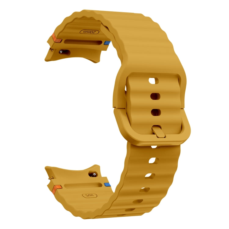 For Samsung Galaxy Watch3 41mm Wave Pattern Stitched Silicone Watch Band(Yellow) - free shipping - PMC TechLife - Order now!