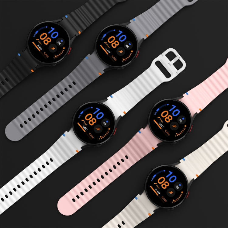 For Samsung Galaxy Watch 4 Classic 42 / 46mm Wave Pattern Stitched Silicone Watch Band(Pink) - free shipping - PMC TechLife - Order now!