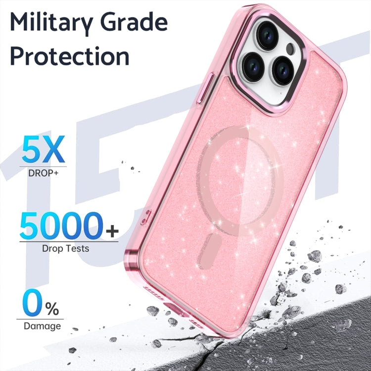 For iPhone 16 Pro Glitter MagSafe Shockproof Phone Case(Purple) - iPhone 16 Pro Cases by PMC TechLife | Online Shopping South Africa | PMC TechLife | Buy Now Pay Later Mobicred