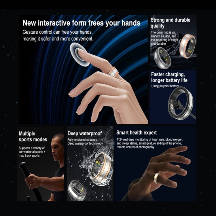 R18 SIZE 12 Smart Ring, Support Heart Rate / Blood Oxygen / Sleep / Multiple Sports Modes(Gold) - Smart Rings / Smart Telephones by PMC TechLife | Online Shopping South Africa | PMC TechLife | Buy Now Pay Later Mobicred