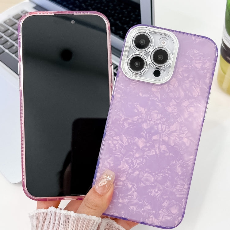 For iPhone 16 Pro Plating Glitter Texture TPU Phone Case with Lens Film(Purple Feather Yarn) - iPhone 16 Pro Cases by PMC TechLife | Online Shopping South Africa | PMC TechLife | Buy Now Pay Later Mobicred