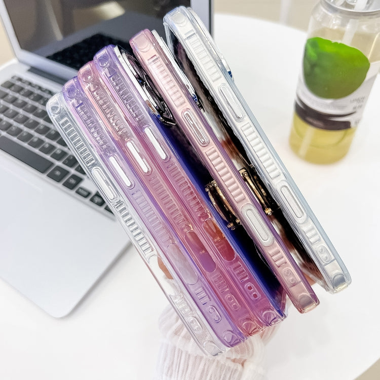 For iPhone 16 Pro Plating Glitter Texture Ring Holder TPU Phone Case with Lens Film(Pink Water Ripples) - iPhone 16 Pro Cases by PMC TechLife | Online Shopping South Africa | PMC TechLife | Buy Now Pay Later Mobicred