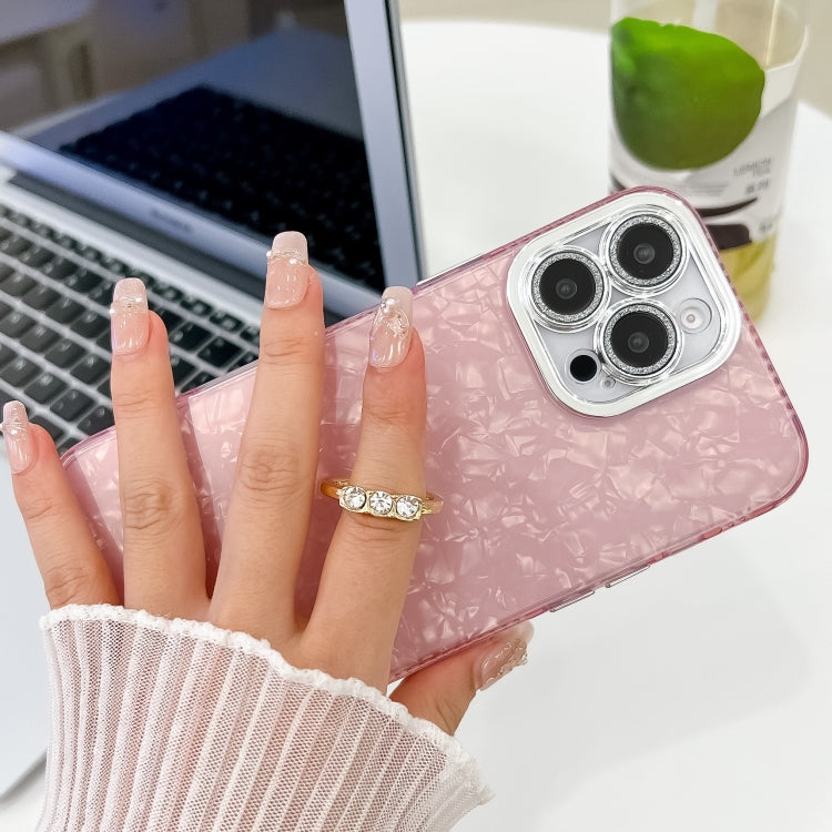 For iPhone 16 Plus Plating Glitter Texture Ring Holder TPU Phone Case with Lens Film(White Water Ripples) - free shipping - PMC TechLife - Order now!