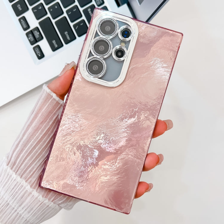 For Samsung Galaxy S25 Ultra 5G Plating Glitter Texture TPU Phone Case with Lens Film(Pink Tinfoil Texture) - free shipping - PMC Jewellery - Order now!