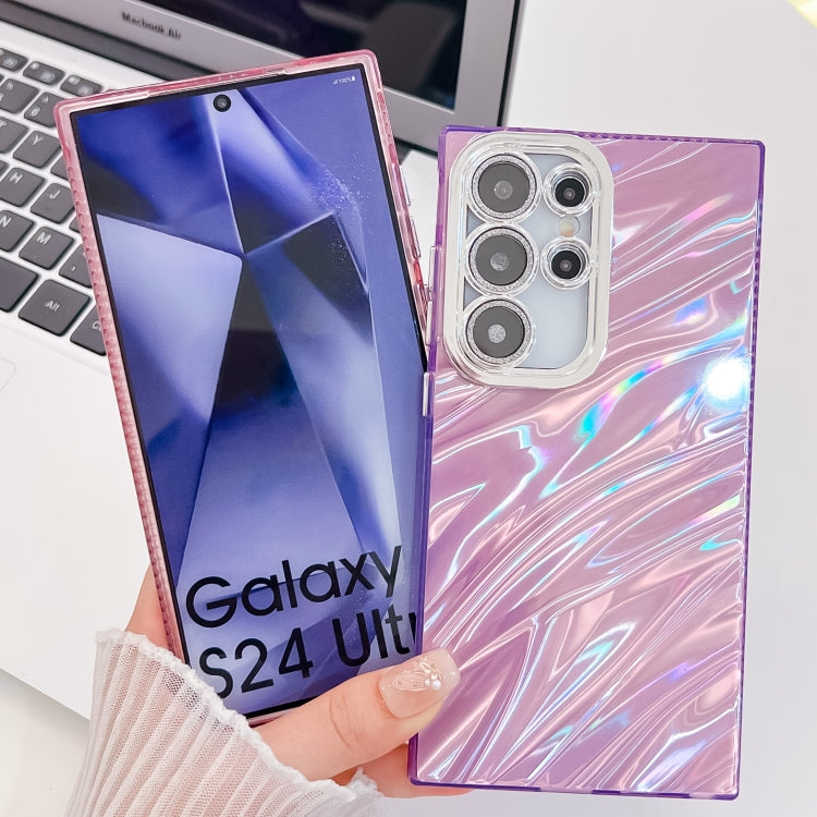 For Samsung Galaxy S25+ 5G Plating Glitter Texture TPU Phone Case with Lens Film(Purple Shell Pattern) - free shipping - PMC Jewellery - Order now!