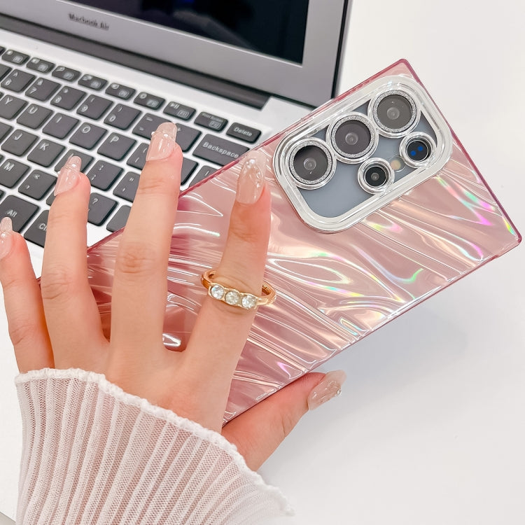 For Samsung Galaxy S25 5G Plating Glitter Texture Ring Holder TPU Phone Case with Lens Film(White Feathers) - Galaxy S25 5G Cases by PMC Jewellery | Online Shopping South Africa | PMC Jewellery | Buy Now Pay Later Mobicred