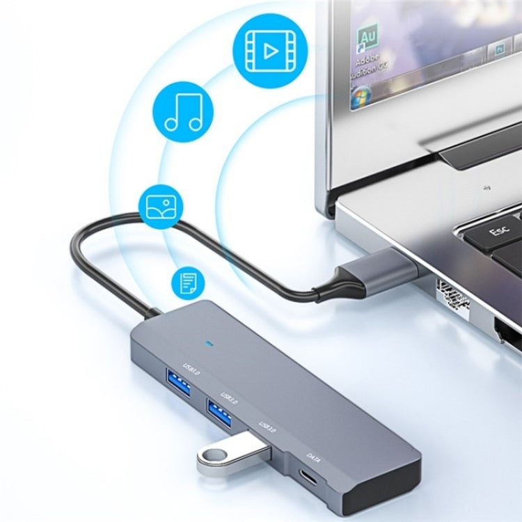 ADS-309A  Aluminum Alloy USB to 3  x USB 3.0 + Type-C Data Port Expansion Hub Adapter - USB 3.0 HUB by PMC Jewellery | Online Shopping South Africa | PMC Jewellery | Buy Now Pay Later Mobicred