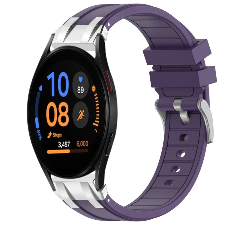 For Samsung Galaxy Watch FE 40mm 20mm Quick Release Silver Buckle Royal Silicone Watch Band(Purple) - free shipping - PMC TechLife - Order now!