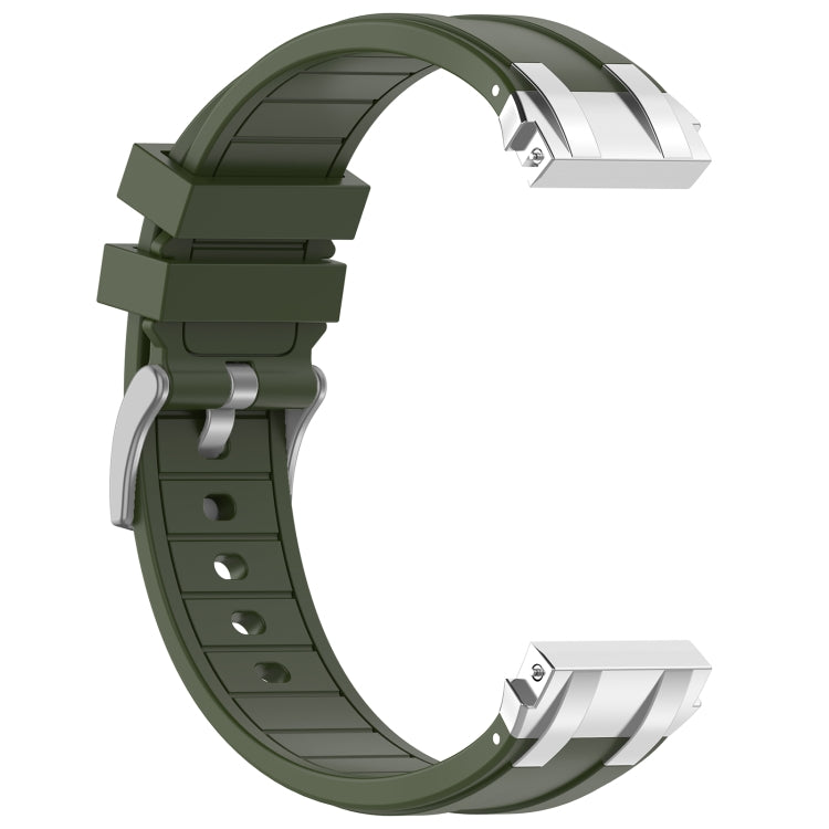 For Samsung Galaxy Watch 7 40 / 44mm 20mm Quick Release Silver Buckle Royal Silicone Watch Band(Olive Green) - free shipping - PMC TechLife - Order now!