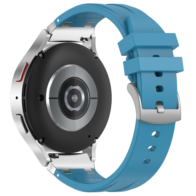 For Samsung Galaxy Watch 6 40 / 44mm 20mm Quick Release Silver Buckle Royal Silicone Watch Band(Sea Blue) - free shipping - PMC TechLife - Order now!