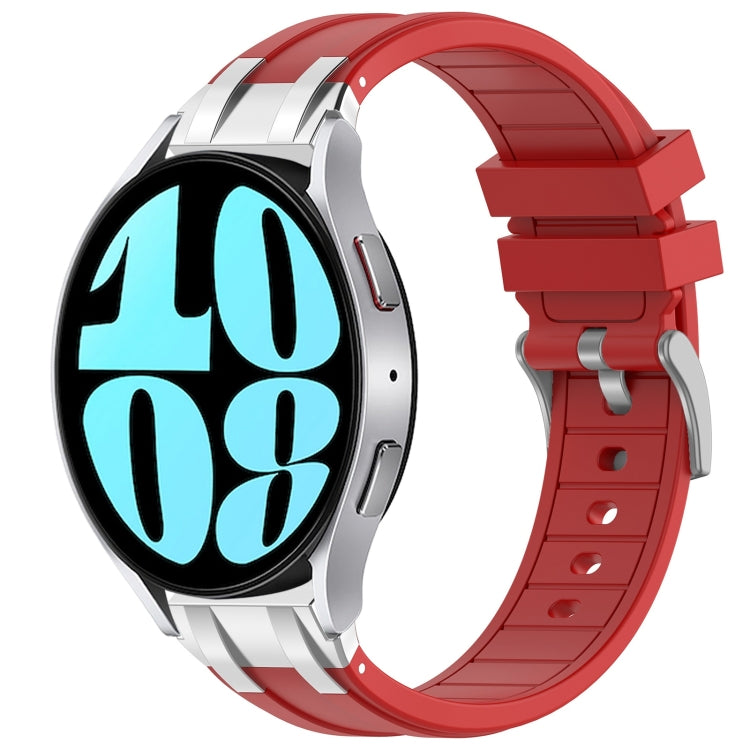 For Samsung Galaxy Watch 6 40 / 44mm 20mm Quick Release Silver Buckle Royal Silicone Watch Band(Red) - free shipping - PMC TechLife - Order now!