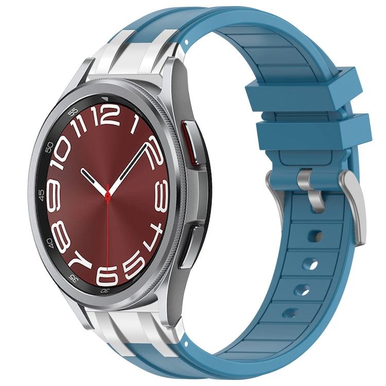 For Samsung Galaxy Watch 6 Classic 20mm Quick Release Silver Buckle Royal Silicone Watch Band(Sea Blue) - free shipping - PMC TechLife - Order now!
