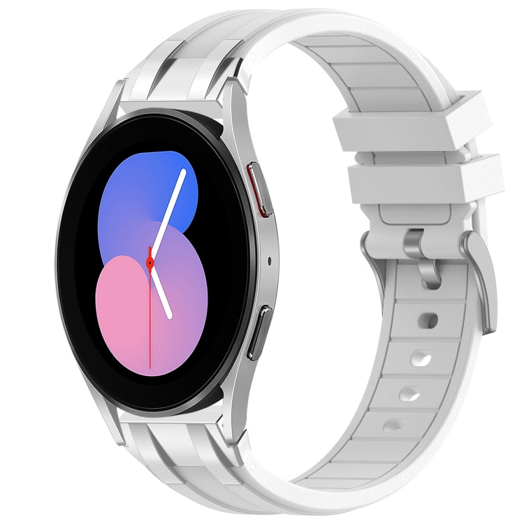 For Samsung Galaxy Watch 5 40 / 44mm 20mm Quick Release Silver Buckle Royal Silicone Watch Band(White) - free shipping - PMC TechLife - Order now!