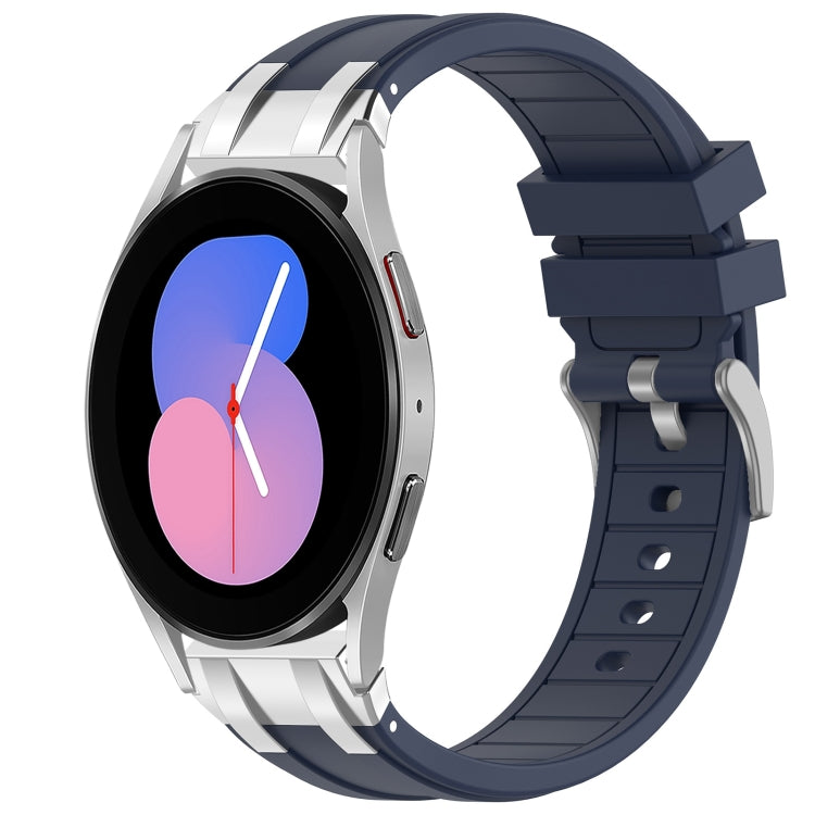 For Samsung Galaxy Watch 5 40 / 44mm 20mm Quick Release Silver Buckle Royal Silicone Watch Band(Navy Blue) - free shipping - PMC TechLife - Order now!
