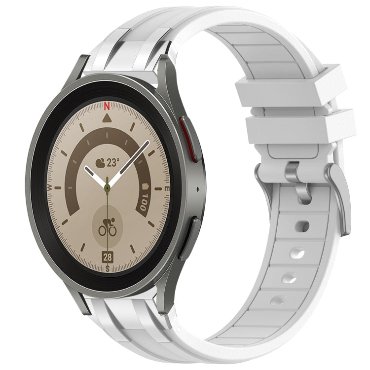 For Samsung Galaxy Watch 5 Pro 45mm 20mm Quick Release Silver Buckle Royal Silicone Watch Band(White) - free shipping - PMC TechLife - Order now!
