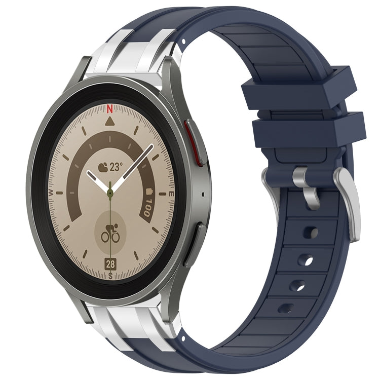 For Samsung Galaxy Watch 5 Pro 45mm 20mm Quick Release Silver Buckle Royal Silicone Watch Band(Navy Blue) - free shipping - PMC TechLife - Order now!