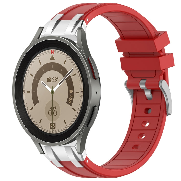 For Samsung Galaxy Watch 5 Pro 45mm 20mm Quick Release Silver Buckle Royal Silicone Watch Band(Red) - free shipping - PMC TechLife - Order now!
