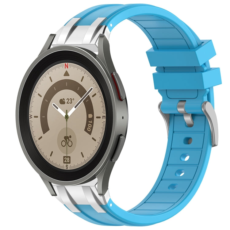For Samsung Galaxy Watch 5 Pro 45mm 20mm Quick Release Silver Buckle Royal Silicone Watch Band(Sky Blue) - free shipping - PMC TechLife - Order now!