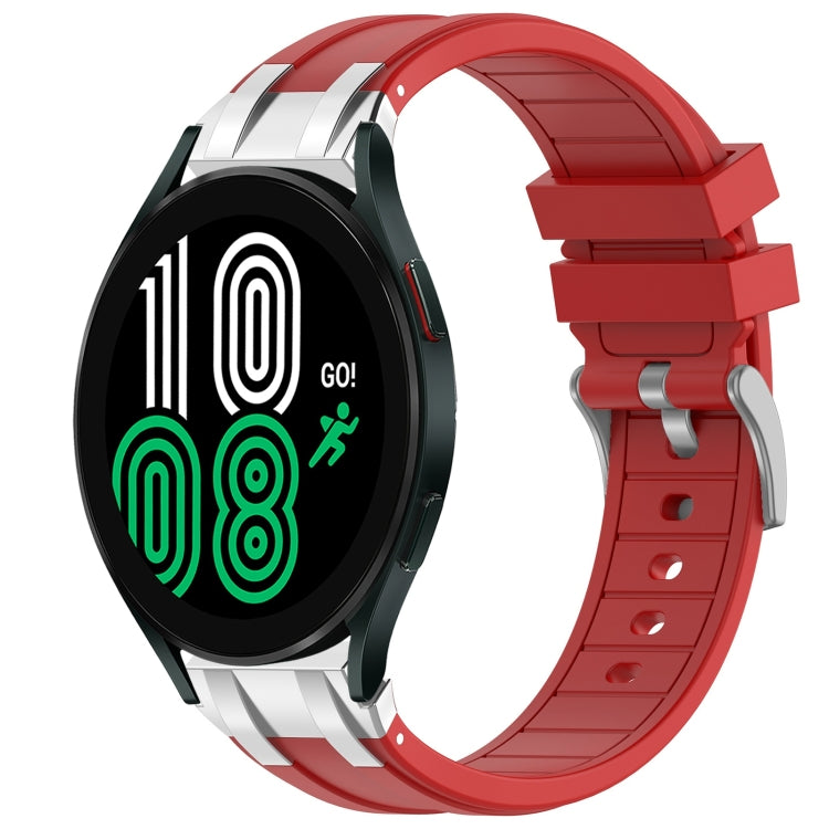 For Samsung Galaxy Watch 4 40 / 44mm 20mm Quick Release Silver Buckle Royal Silicone Watch Band(Red) - free shipping - PMC TechLife - Order now!