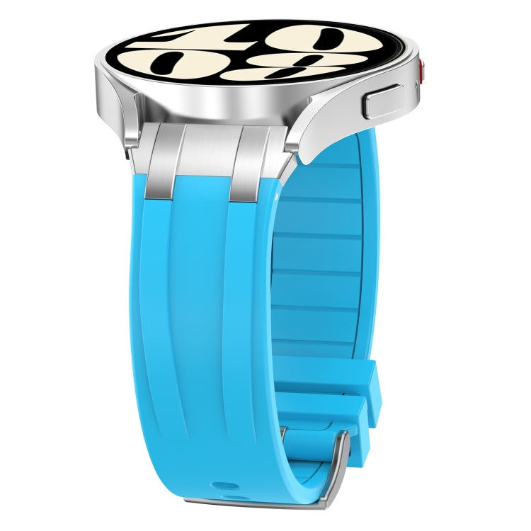 For Samsung Galaxy Watch 4 40 / 44mm 20mm Quick Release Silver Buckle Royal Silicone Watch Band(Sky Blue) - free shipping - PMC TechLife - Order now!