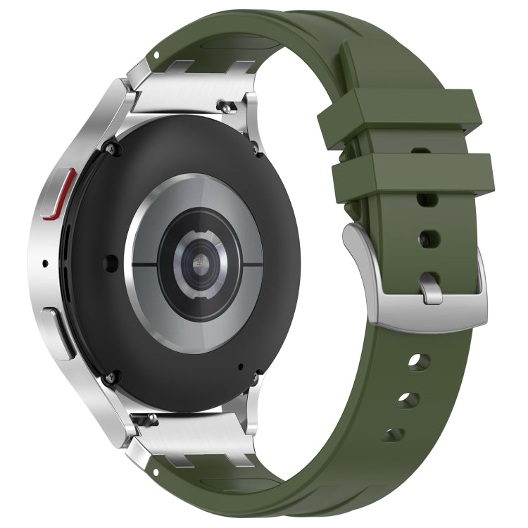 For Samsung Galaxy Watch 4 Classic 42 / 46mm 20mm Quick Release Silver Buckle Royal Silicone Watch Band(Olive Green) - free shipping - PMC TechLife - Order now!