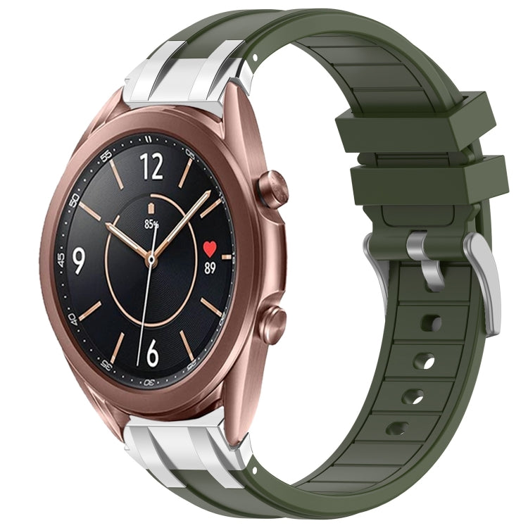 For Samsung Galaxy Watch3 41mm 20mm Quick Release Silver Buckle Royal Silicone Watch Band(Olive Green) - free shipping - PMC TechLife - Order now!