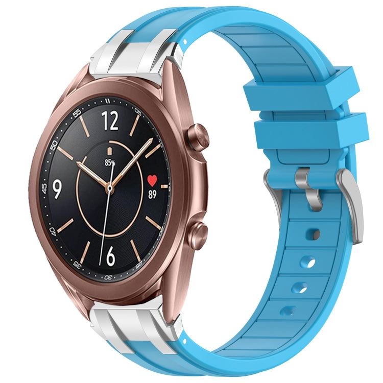 For Samsung Galaxy Watch3 41mm 20mm Quick Release Silver Buckle Royal Silicone Watch Band(Sky Blue) - free shipping - PMC TechLife - Order now!