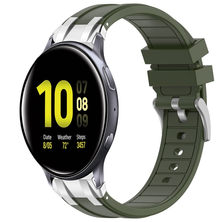 For Samsung Galaxy Watch Active 2 20mm Quick Release Silver Buckle Royal Silicone Watch Band(Olive Green) - free shipping - PMC TechLife - Order now!