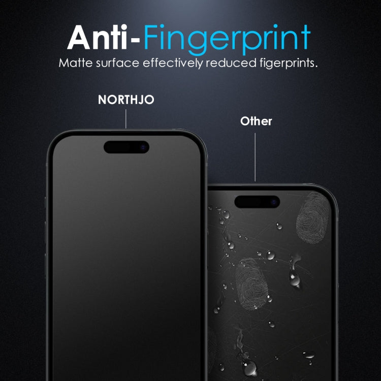 For iPhone 16 Pro NORTHJO Matte Silkscreen Anti-Fingerprint Tempered Glass Film - iPhone 16 Pro Tempered Glass by NORTHJO | Online Shopping South Africa | PMC TechLife | Buy Now Pay Later Mobicred