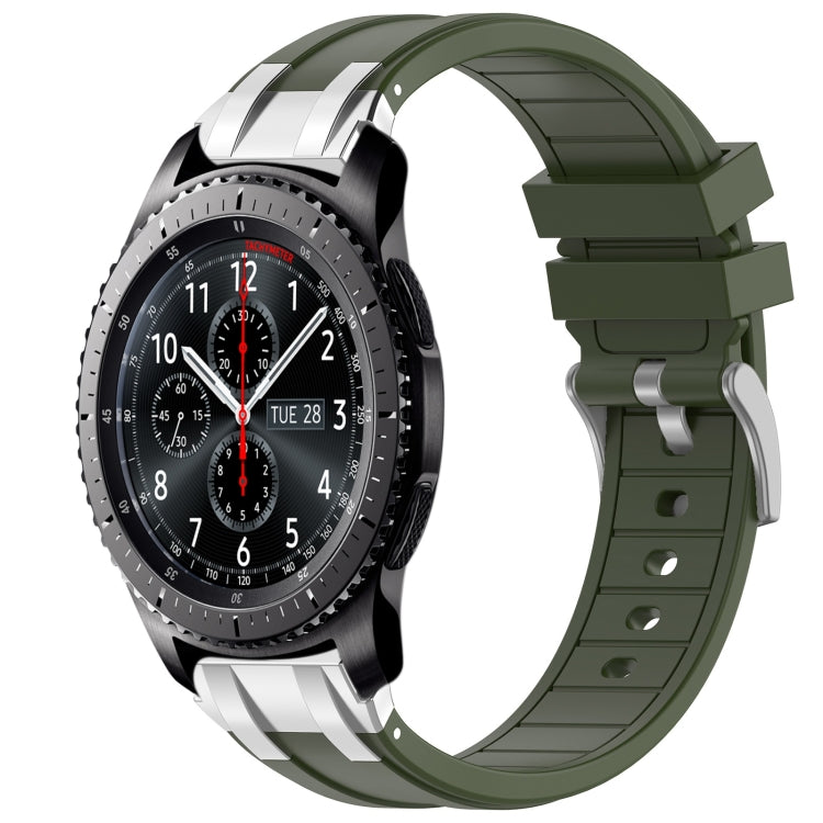 For Samsung Galaxy Gear S3 Frontier 22mm Quick Release Silver Buckle Royal Silicone Watch Band(Olive Green) - free shipping - PMC TechLife - Order now!