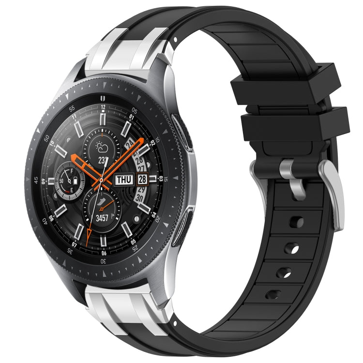 For Samsung Galaxy Watch 46mm 22mm Quick Release Silver Buckle Royal Silicone Watch Band(Black) - free shipping - PMC TechLife - Order now!