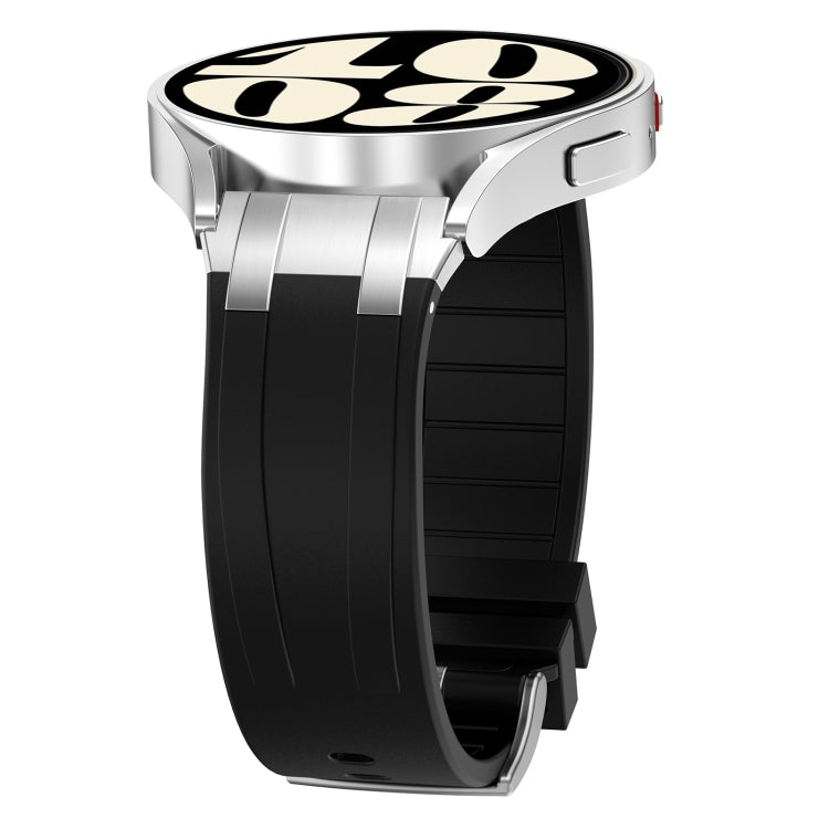 For Samsung Galaxy Watch 46mm 22mm Quick Release Silver Buckle Royal Silicone Watch Band(Black) - free shipping - PMC TechLife - Order now!