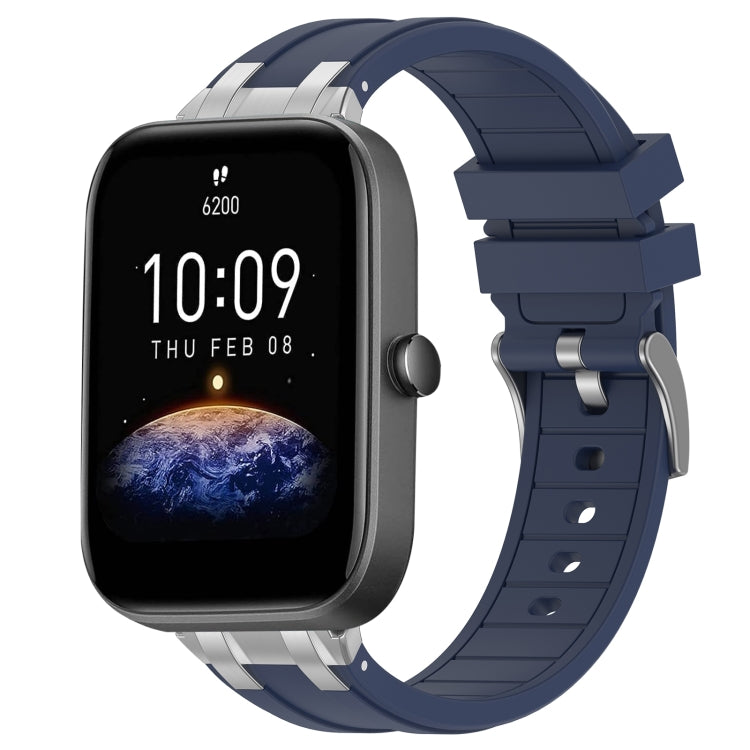 For Amazfit Bip3 Pro 20mm Quick Release Silver Buckle Royal Silicone Watch Band(Navy Blue) - free shipping - PMC TechLife - Order now!