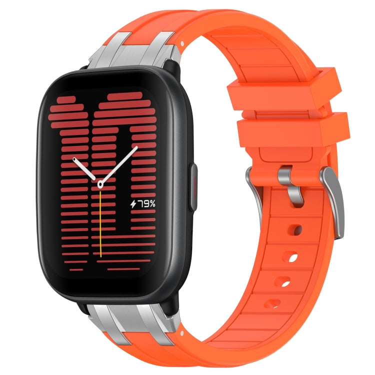 For Amazfit Active 20mm Quick Release Silver Buckle Royal Silicone Watch Band(Orange) - free shipping - PMC TechLife - Order now!