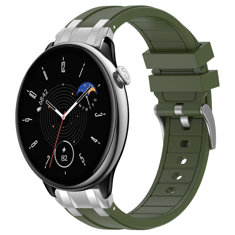 For Amazfit GTR Mini 20mm Quick Release Silver Buckle Royal Silicone Watch Band(Olive Green) - free shipping - PMC TechLife - Order now!