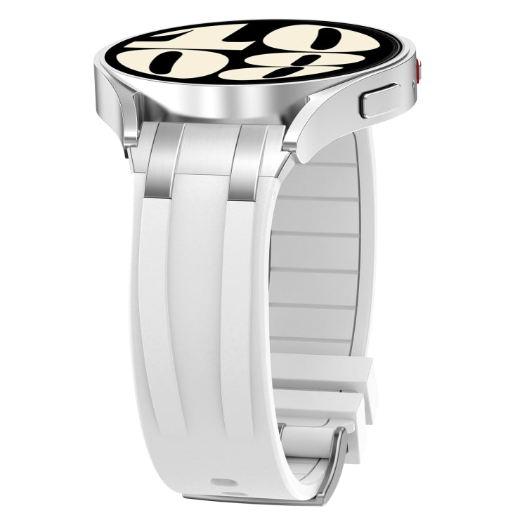 For Amazfit GTS4 Mini 20mm Quick Release Silver Buckle Royal Silicone Watch Band(White) - free shipping - PMC TechLife - Order now!