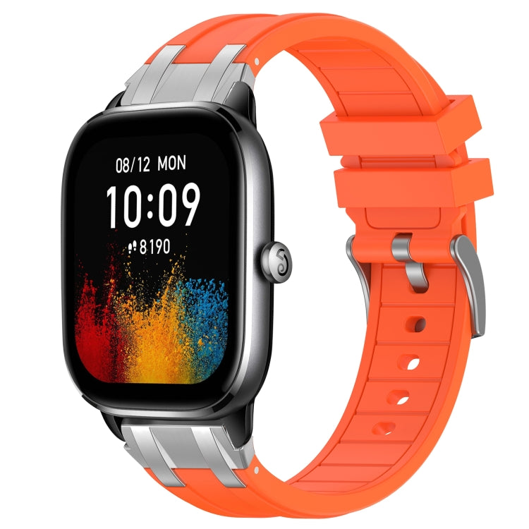 For Amazfit GTS4 Mini 20mm Quick Release Silver Buckle Royal Silicone Watch Band(Orange) - free shipping - PMC TechLife - Order now!