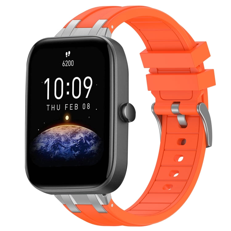 For Amazfit Bip3 20mm Quick Release Silver Buckle Royal Silicone Watch Band(Orange) - free shipping - PMC TechLife - Order now!