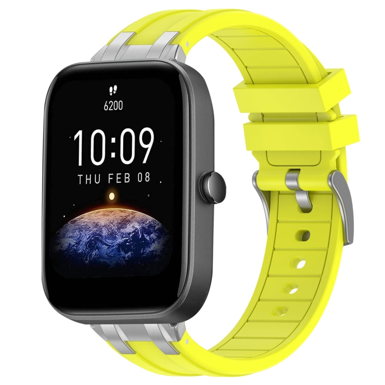 For Amazfit Bip3 20mm Quick Release Silver Buckle Royal Silicone Watch Band(Vital Yellow) - free shipping - PMC TechLife - Order now!