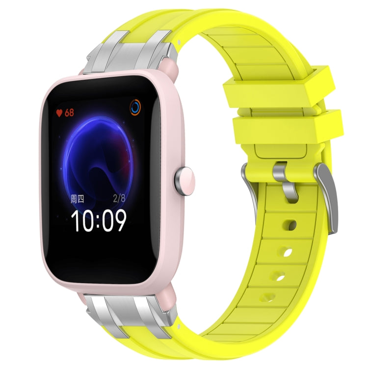 For Amazfit Pop Pro 20mm Quick Release Silver Buckle Royal Silicone Watch Band(Vital Yellow) - free shipping - PMC TechLife - Order now!